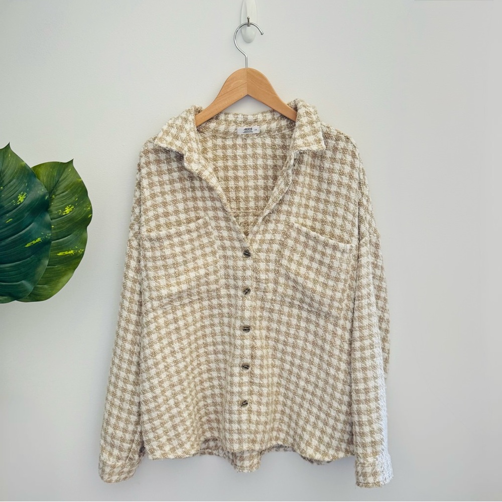 ARDENE | Butter Yellow Plaid Jacket Size Large